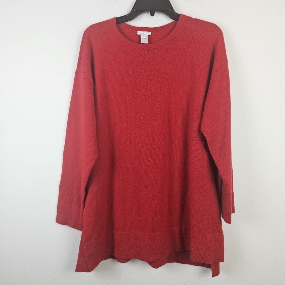 J. Jill 100% Cashmere Red Pullover Sweater Size Petite XL Holiday Christmas